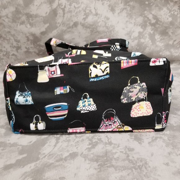New Moda Beach Bag - Black with Purse Print - Picture 3 of 5